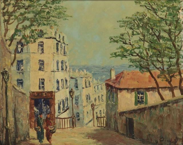 Appraisal: Framed oil on canvas painting Rue du Mont-Cenis Paris signed