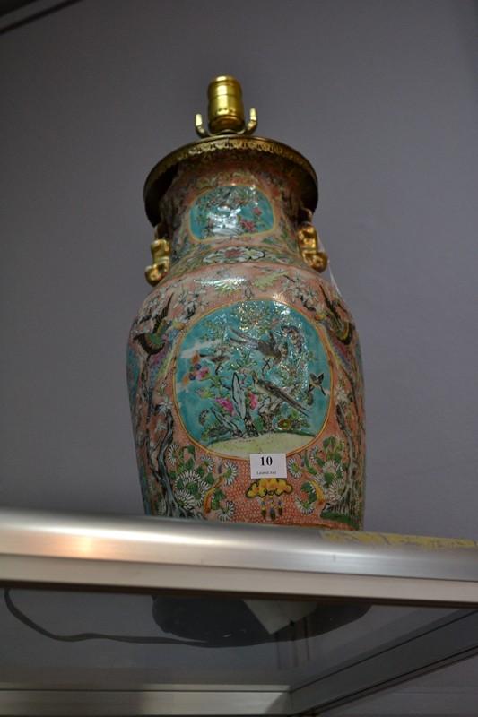 Appraisal: A MATCHED PAIR OF CHINESE CANTON FAMILLE ROSE LAMP BASES