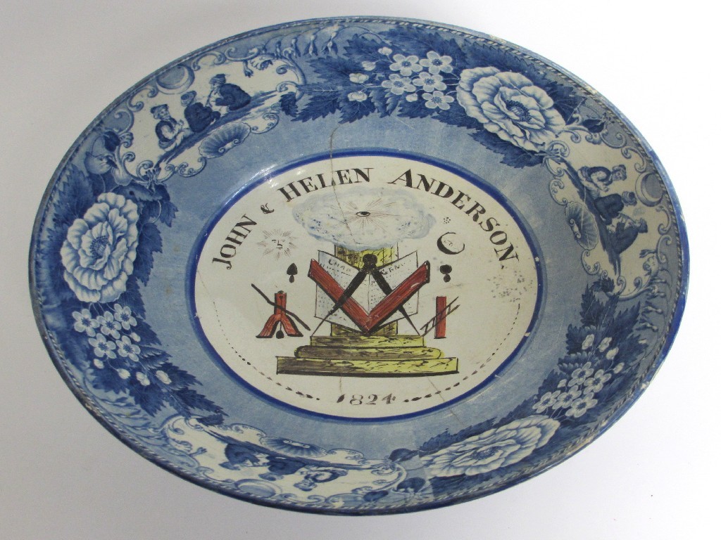 Appraisal: A rare Prestonpans Watsons named and dated Masonic bowl the