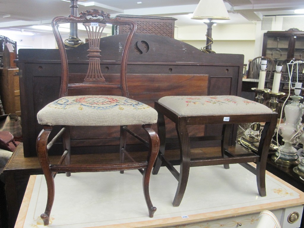 Appraisal: Edwardian mahogany parlour chair and a dressing stool