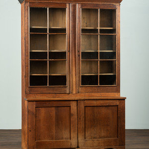 Appraisal: A Federal Cherrywood Step-Back Cupboard Circa the upper case lacking