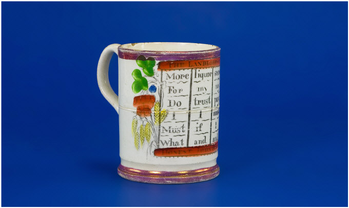 Appraisal: Rare Honest John Barley Corn Creamware Cryptic Mug Reads The