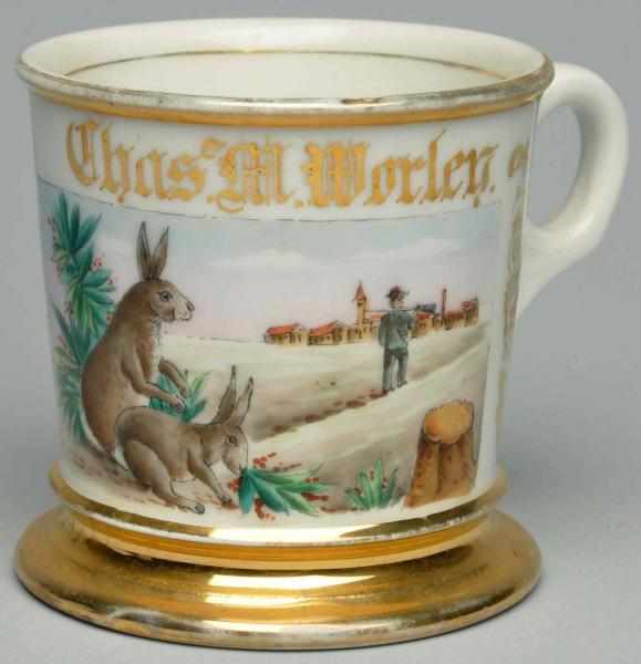 Appraisal: Scenic Shaving Mug Gilt name Chaz M Worley Nice image