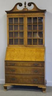 Appraisal: Vintage Slant Front Secretaire Desk with Gla Doors Danersk Furniture