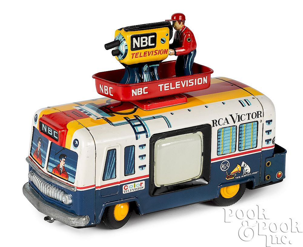 Appraisal: Japanese tin lithograph NBC Television van Japanese tin lithograph battery-operated