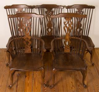 Appraisal: Comb Oak with decorative pierced splat and comb back features