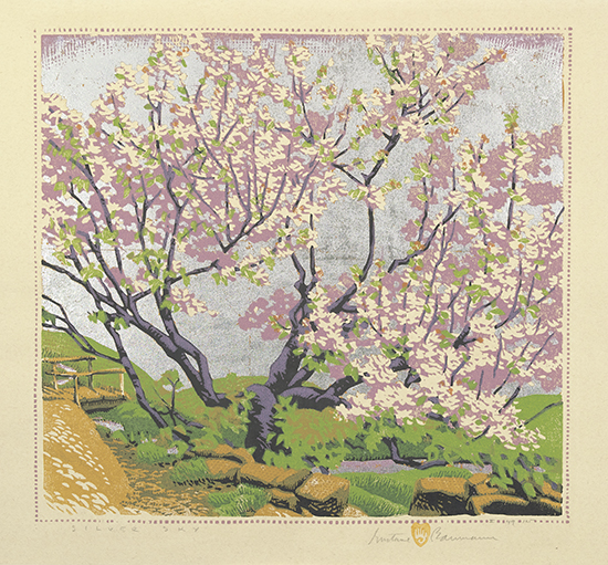 Appraisal: GUSTAVE BAUMANN Silver Sky Color woodcut x mm x inches