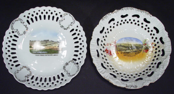 Appraisal: Two Continental porcelain ribbon plates printed with the West Pier