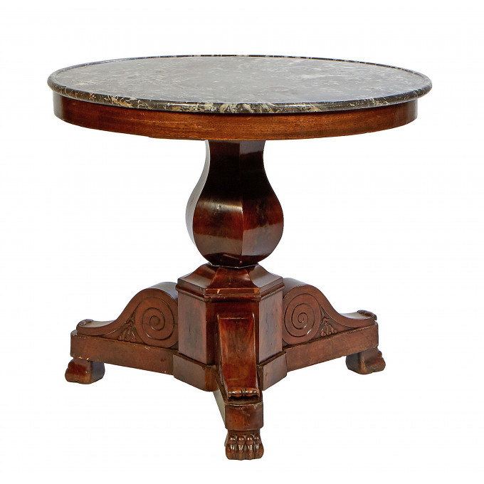 Appraisal: French Louis Philippe Carved Walnut Marble Top Center Table th