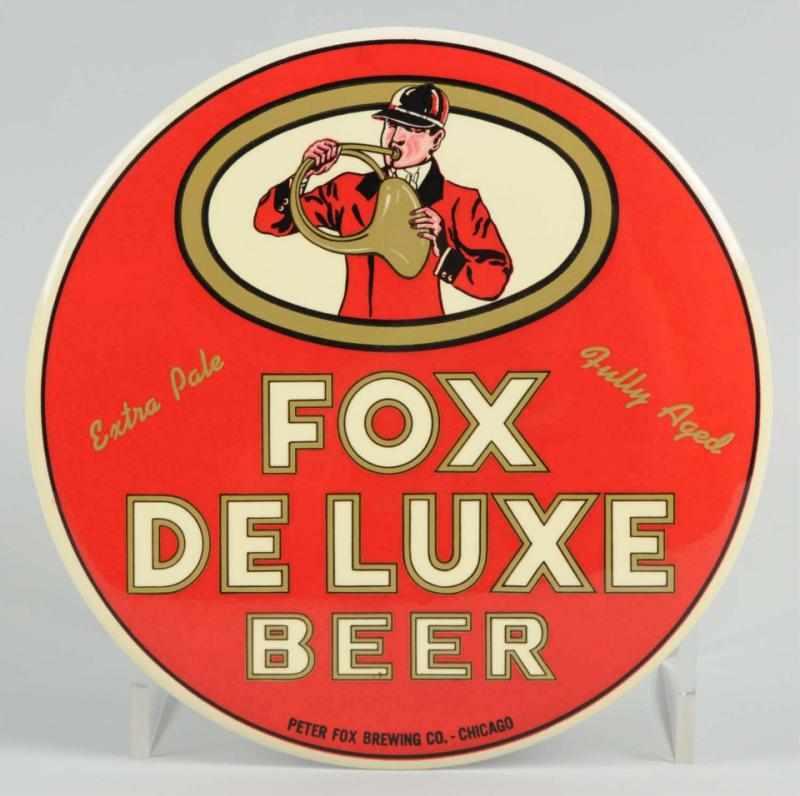 Appraisal: Fox DeLuxe Celluloid Button Sign Nice clean bright example overall