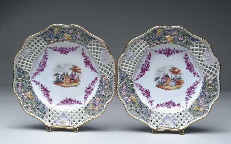 Appraisal: FINE PAIR OF FRENCH SEVRES CABINET PLATES Plates have figural