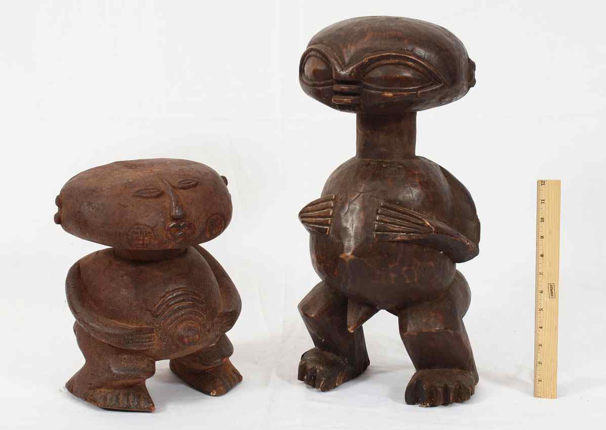 Appraisal: PAIR CARVED PYGMY FIGURES '' x '' x '' lbs