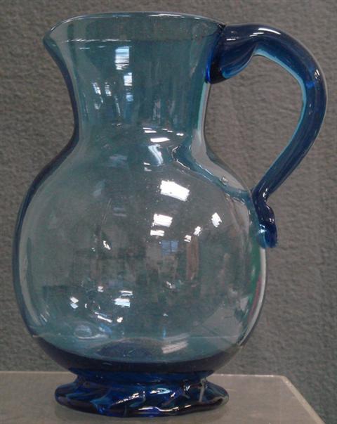 Appraisal: Clevenger Colonial blue pitcher crimped foot free blown tiny rim