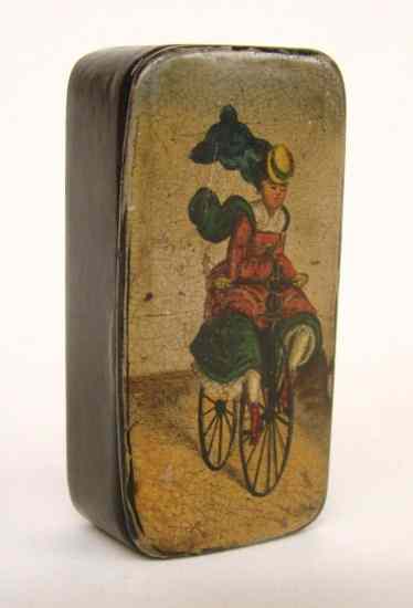 Appraisal: Snuff Box - Lady Velocipede Rider - - '' x