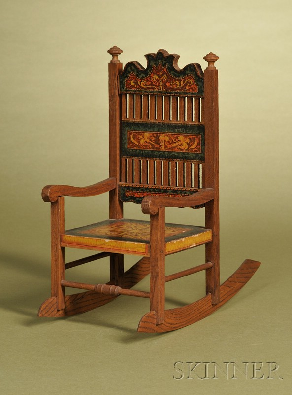 Appraisal: Miniature Bliss Lithographed Paper and Pressed Oak Rocker early th