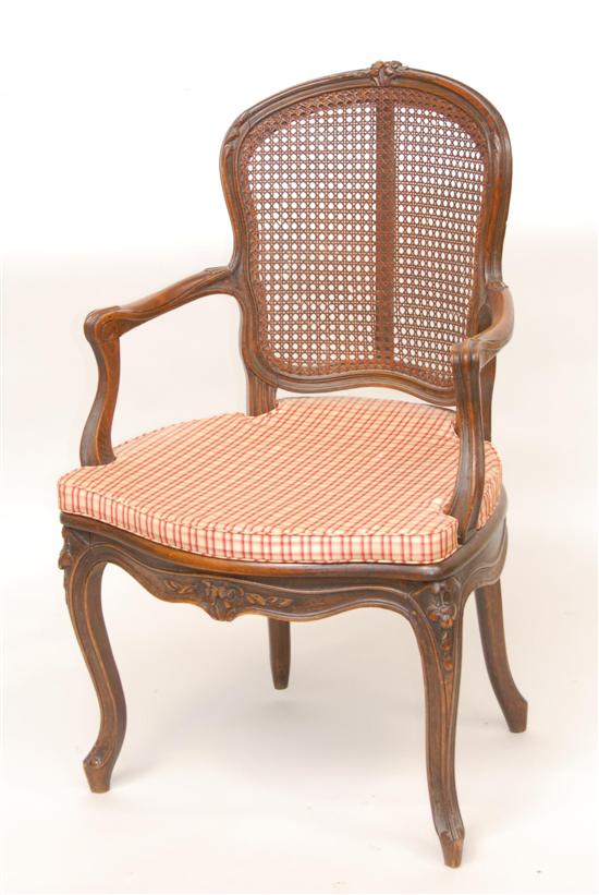 Appraisal: FAUTEUIL th C French Louis XV provincial style walnut cane