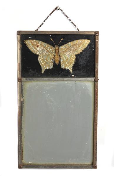 Appraisal: A reverse painted on glass mirror