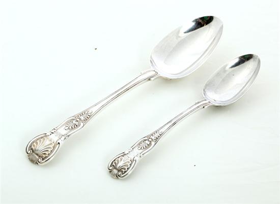 Appraisal: TWO SILVER SPOONS Both are in the King's pattern and