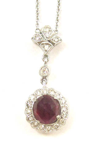 Appraisal: RUBY DIAMOND AND WHITE GOLD PENDANT NECKLACE The inch k