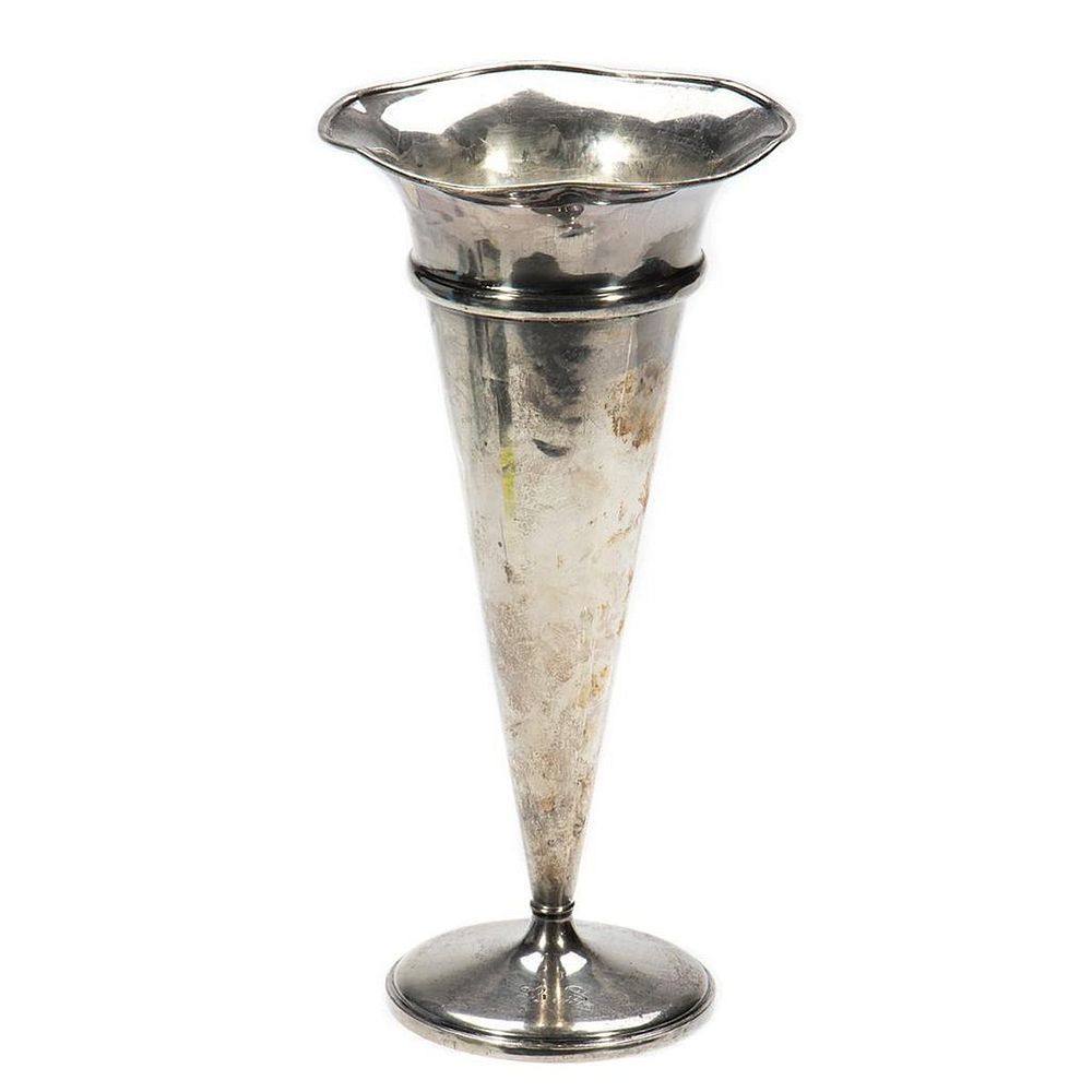 Appraisal: Sterling Vase Trumpet form with weighted base Mnogrammed in H