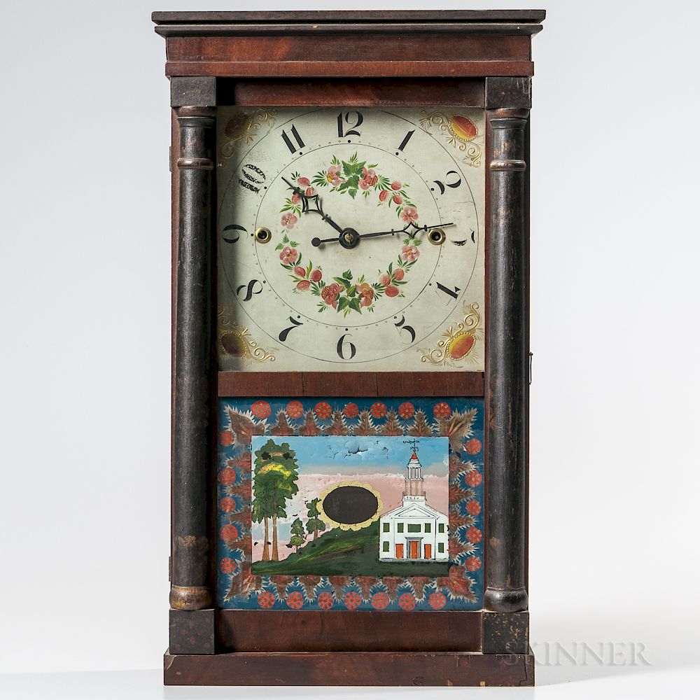 Appraisal: Norris North Stenciled Column Shelf Clock Norris North Stenciled Column