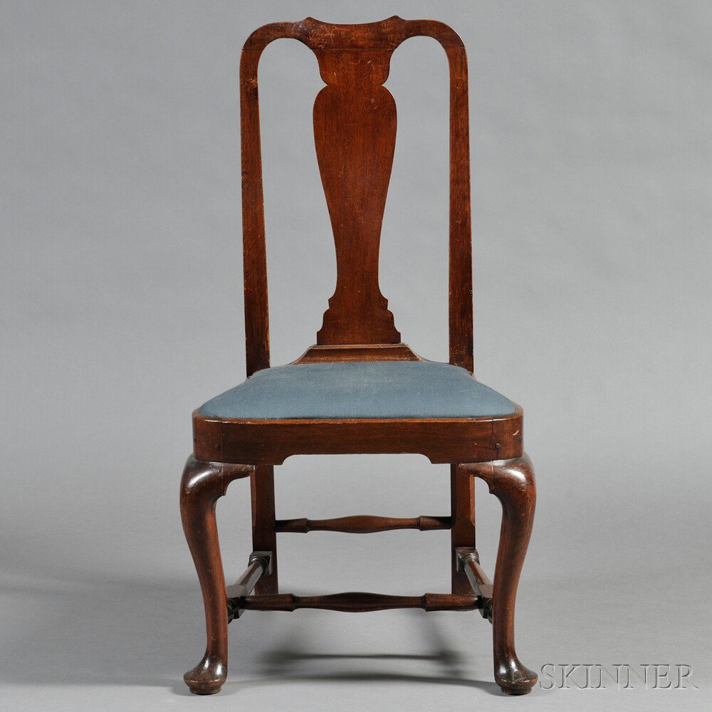 Appraisal: Queen Anne Walnut Compass-seat Side Chair Massachusetts c - the