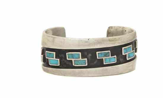 Appraisal: A Hopi Modern Style Sterling Silver Cuff Bracelet having sixteen