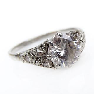 Appraisal: Carat Round Brilliant Cut Platinum Engagement Ring Art Deco Approx