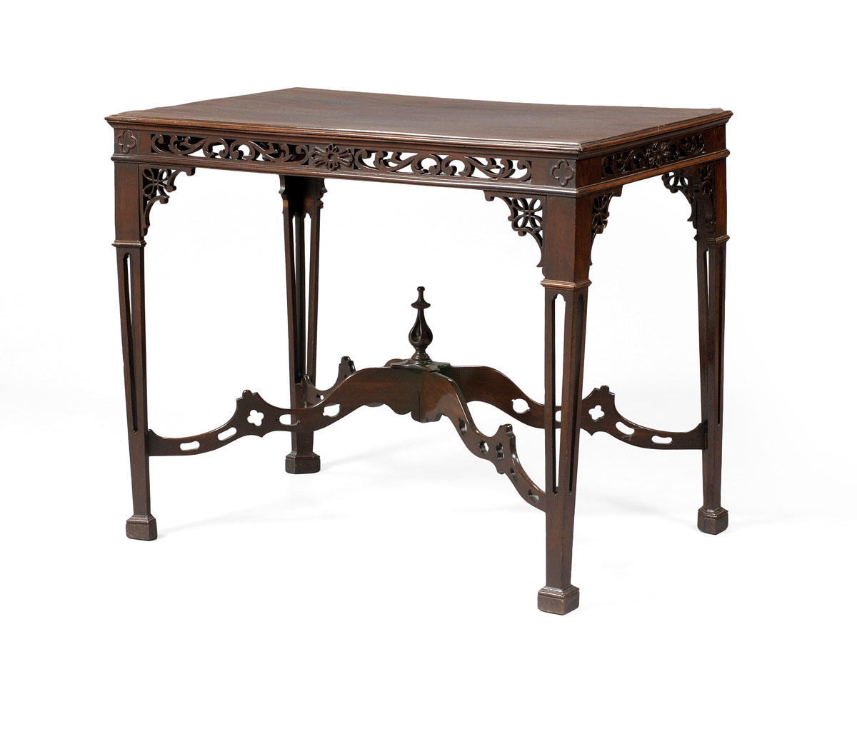 Appraisal: ENGLISH CHINESE CHIPPENDALE MAHOGANY SILVER TABLE The rectangular top with