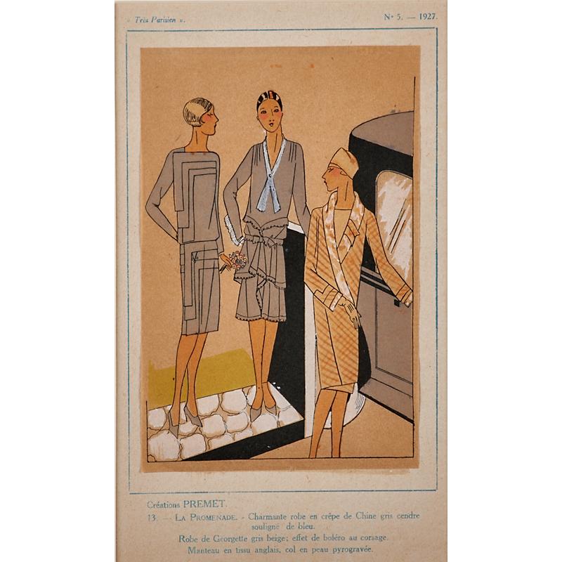 Appraisal: TRES PARISIEN FASHION PLATES s Eight pochoirs on tissue paper