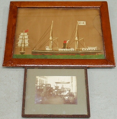 Appraisal: - Frame woolwork of a steamship and square-rigger x c