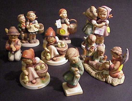 Appraisal: Collection of eight Hummel and Goebel figures including Little Tooter