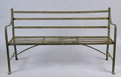 Appraisal: ENGLISH WROUGHT IRON GARDEN SEAT in x x in Christie's