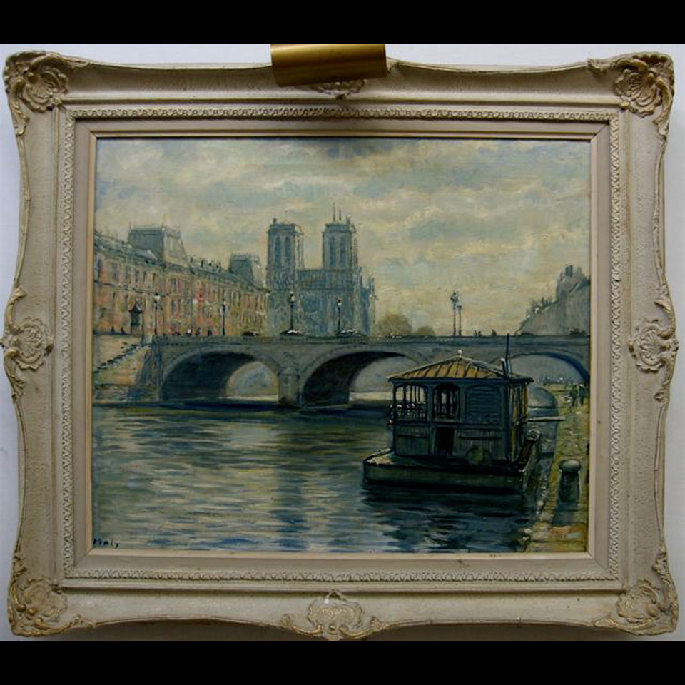 Appraisal: CANAL VIEW NOTRE DAME MALY TH CENTURY OIL ON CANVAS