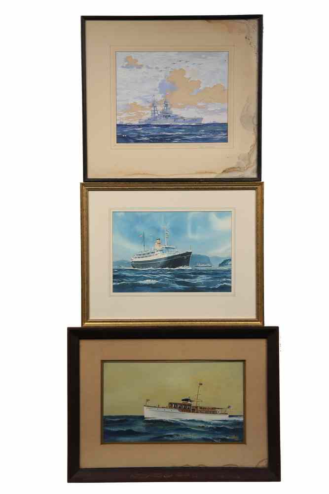 Appraisal: SMALL W C GOUACHE SHIP PORTRAITS - Including TSS 'Stefan