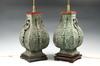 Appraisal: TABLE LAMPS - Pair of cast bronze table lamps made