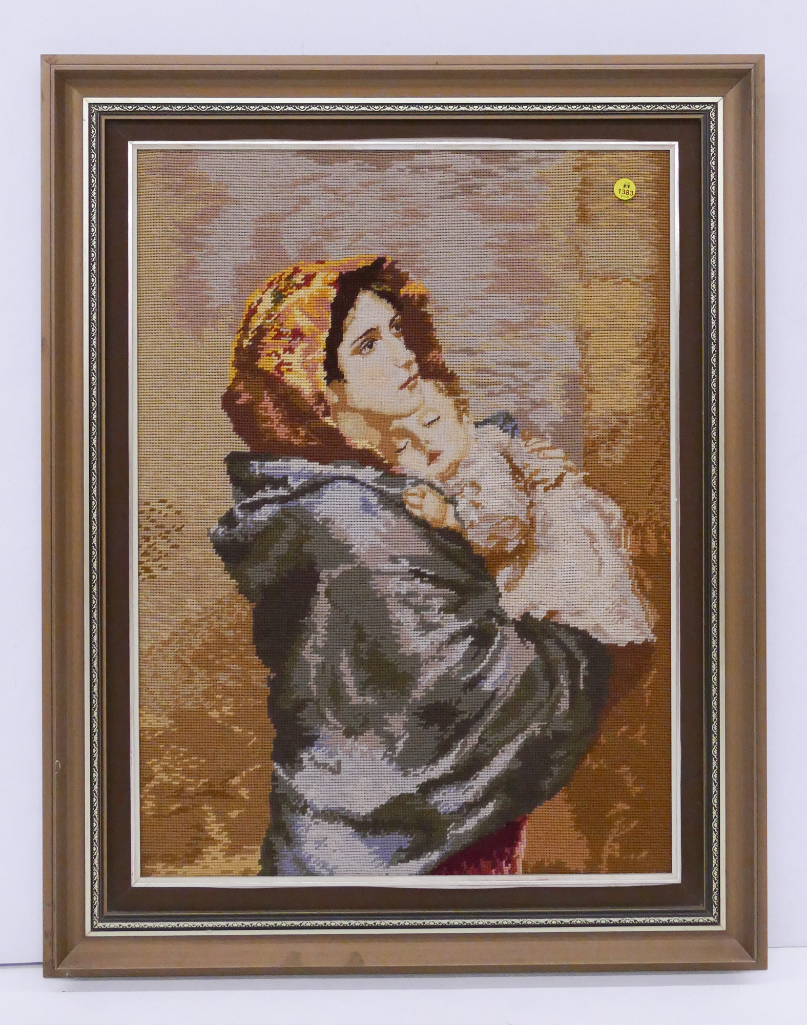 Appraisal: Framed Mother Child Needlework- x ''