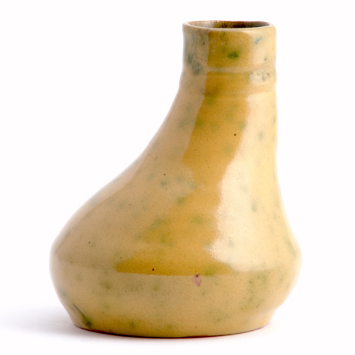 Appraisal: GEORGE OHR Asymmetrical vase covered in an unusual yellow and