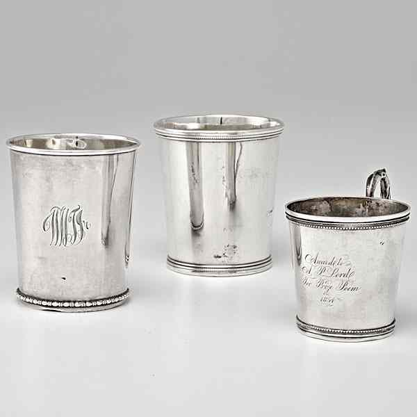 Appraisal: Coin Silver Julep Cups Plus American two coin silver julep