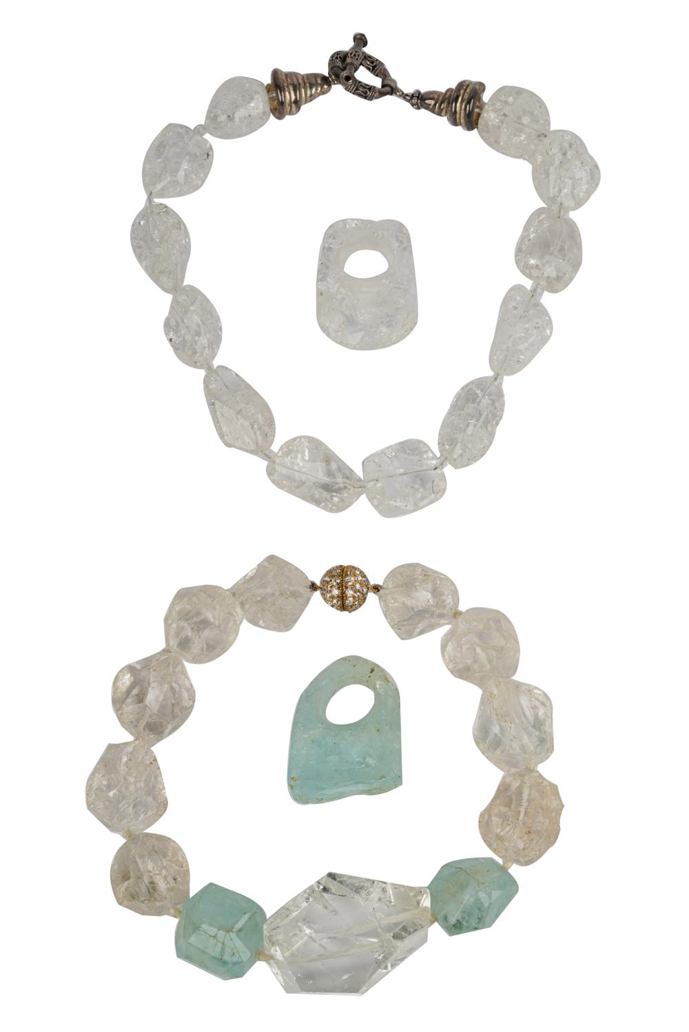 Appraisal: TWO SUITES OF ROCK CRYSTAL AQUAMARINE JEWELRYthe aquamarine suite comprising