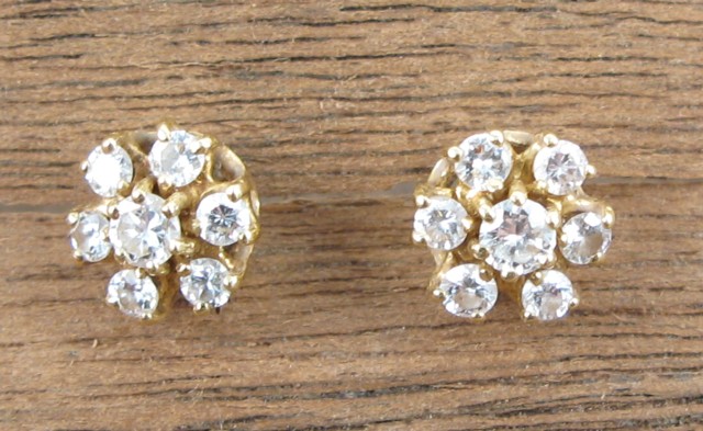 Appraisal: PAIR OF DIAMOND AND YELLOW GOLD EARRINGS each k gold