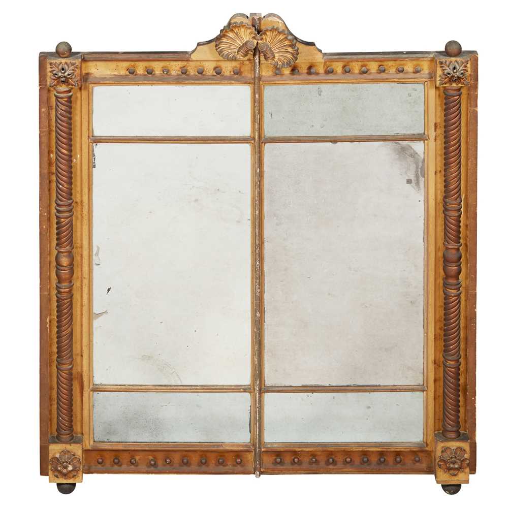 Appraisal: REGENCY GILTWOOD AND EBONISED OVERMANTEL MIRROR EARLY TH CENTURY the