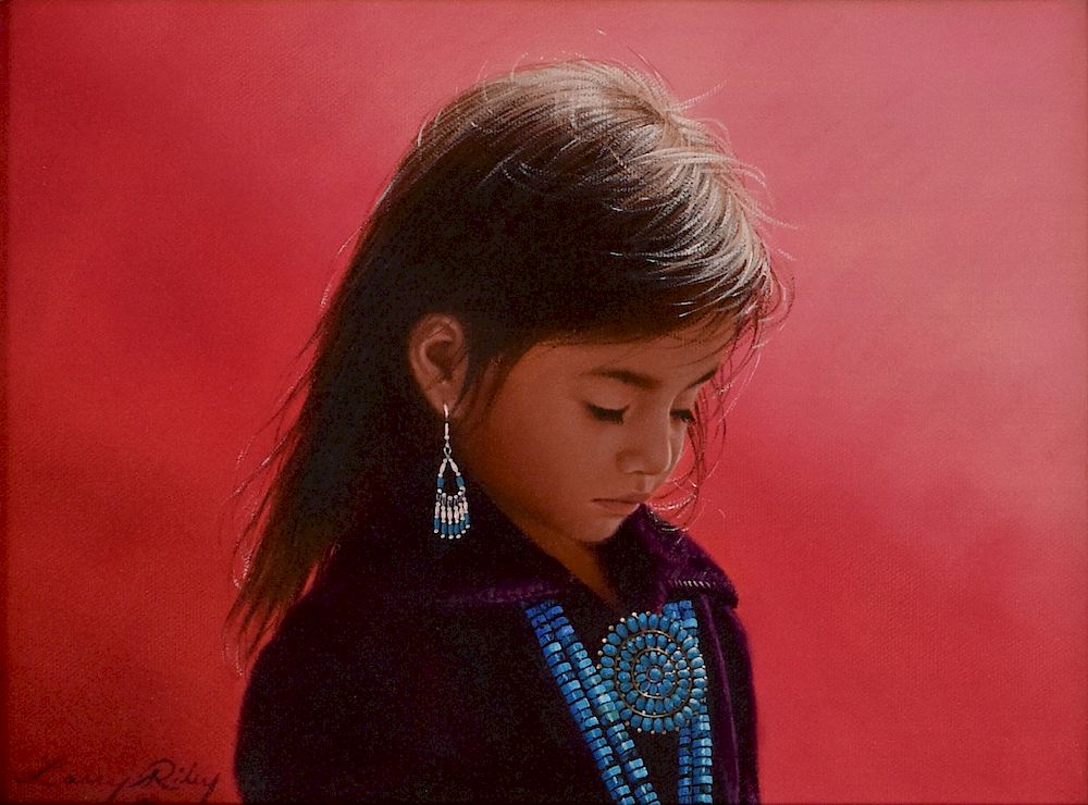 Appraisal: Larry Riley Navajo Girl Oil on Canvas Larry Riley b