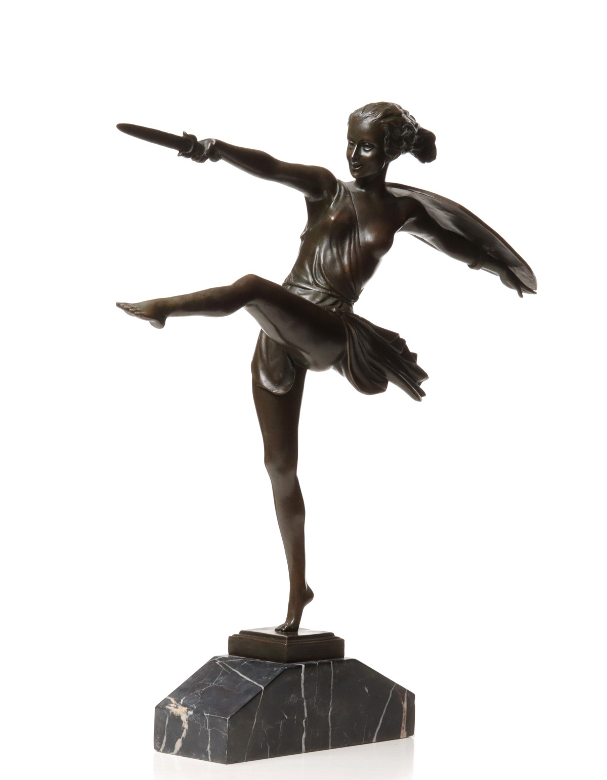 Appraisal: ART DECO STYLE BRONZE SCULPTURE AFTER PIERRE LE FAGUAYSThe AmazonThe