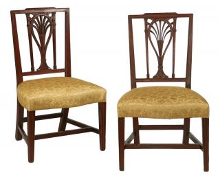 Appraisal: IMPORTANT PAIR OF PHILADELPHIA SIDECHAIRS Mahogany Hepplewhite Chairs having rectangular