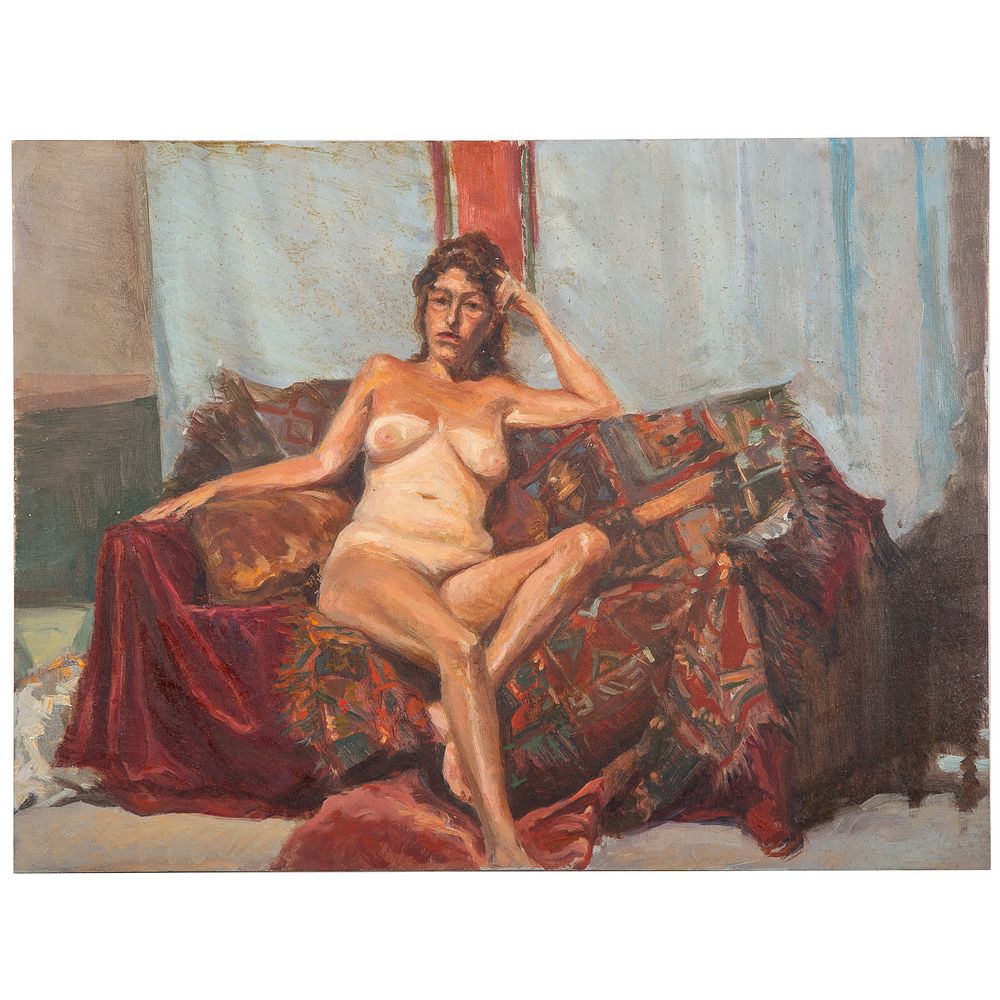 Appraisal: Nathaniel K Gibbs Nude on Sofa oil American - Oil