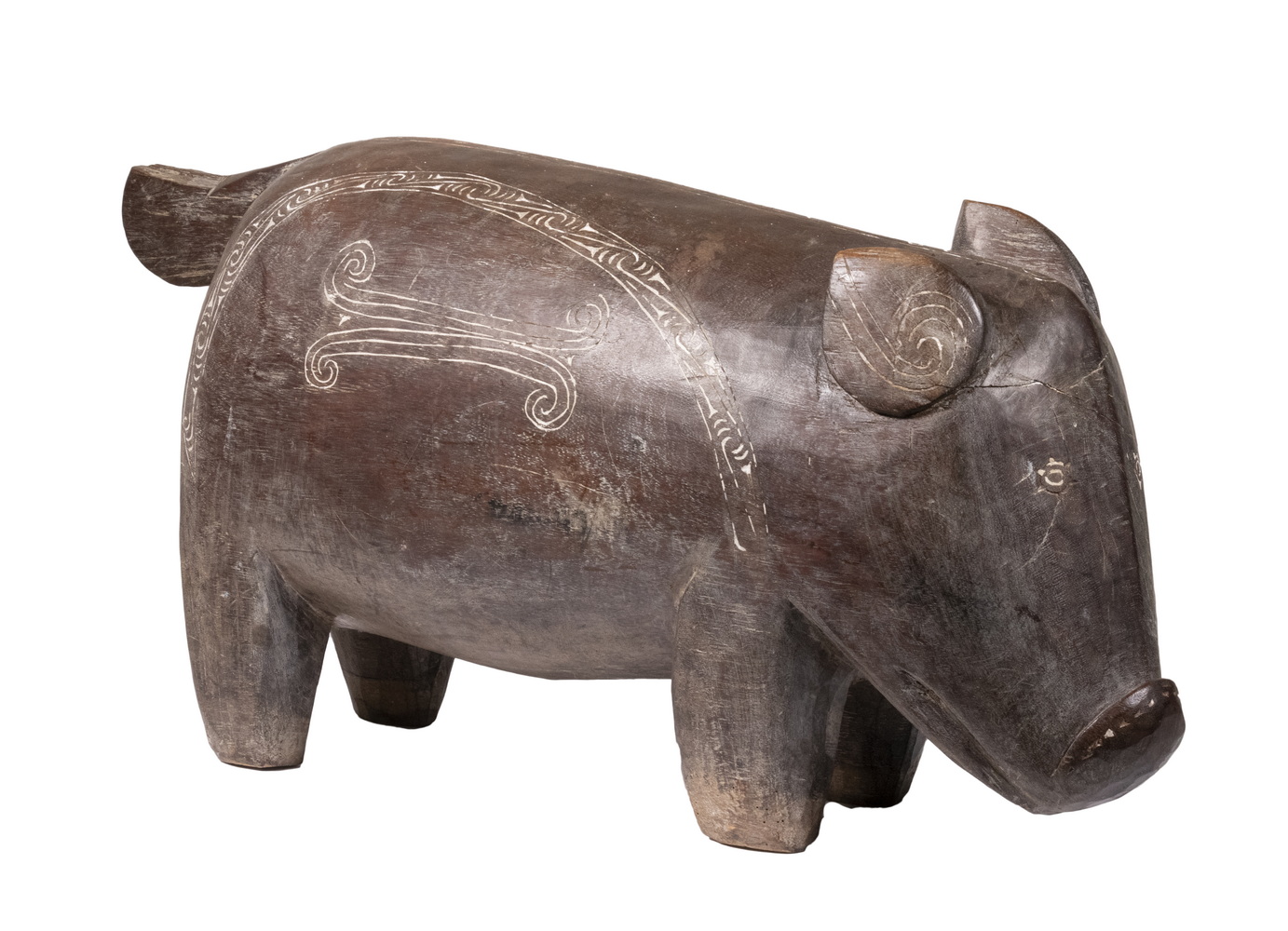 Appraisal: LARGE PAPUA NEW GUINEA CARVED WOOD PIG A Solid Hardwood