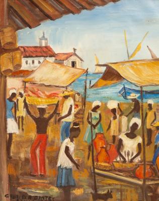 Appraisal: Gabriela Dantes born Fiera Sao Joaquim Salvador Brazil harbour scene