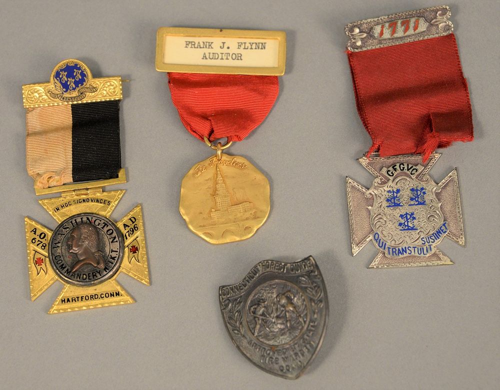 Appraisal: Four Connecticut medals three with ribbon Four Connecticut medals three