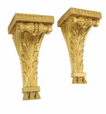 Appraisal: A pair of th century carved giltwood wall brackets in